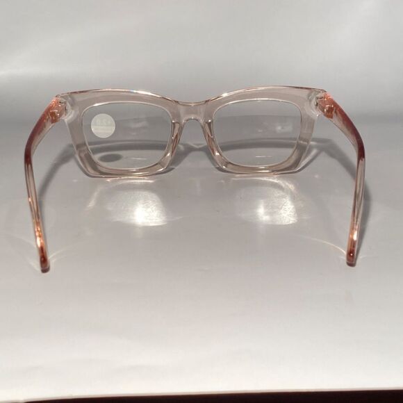 1103 Gretchen Reading Glasses 2.0 Square Clear Pink Oversize Frames NWT - Picture 5 of 9